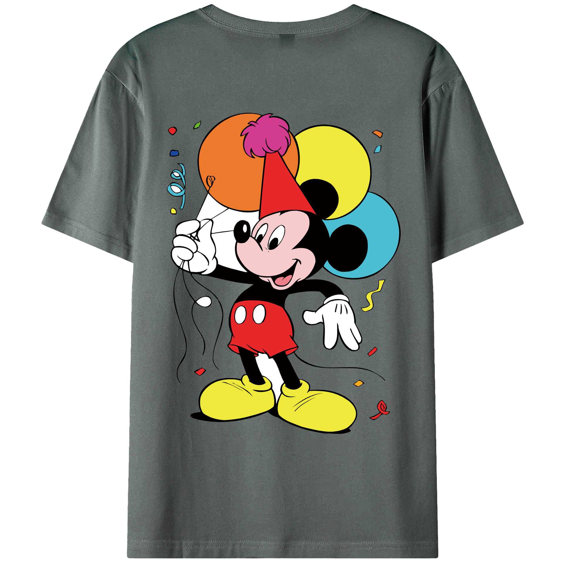 ミッキーマウス Mickey Mouse 綿100％ メンズ半袖Tシャツ（バックプリント） 通気性
